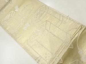 アンティーク　貝桶模様織出し袋帯（材料）